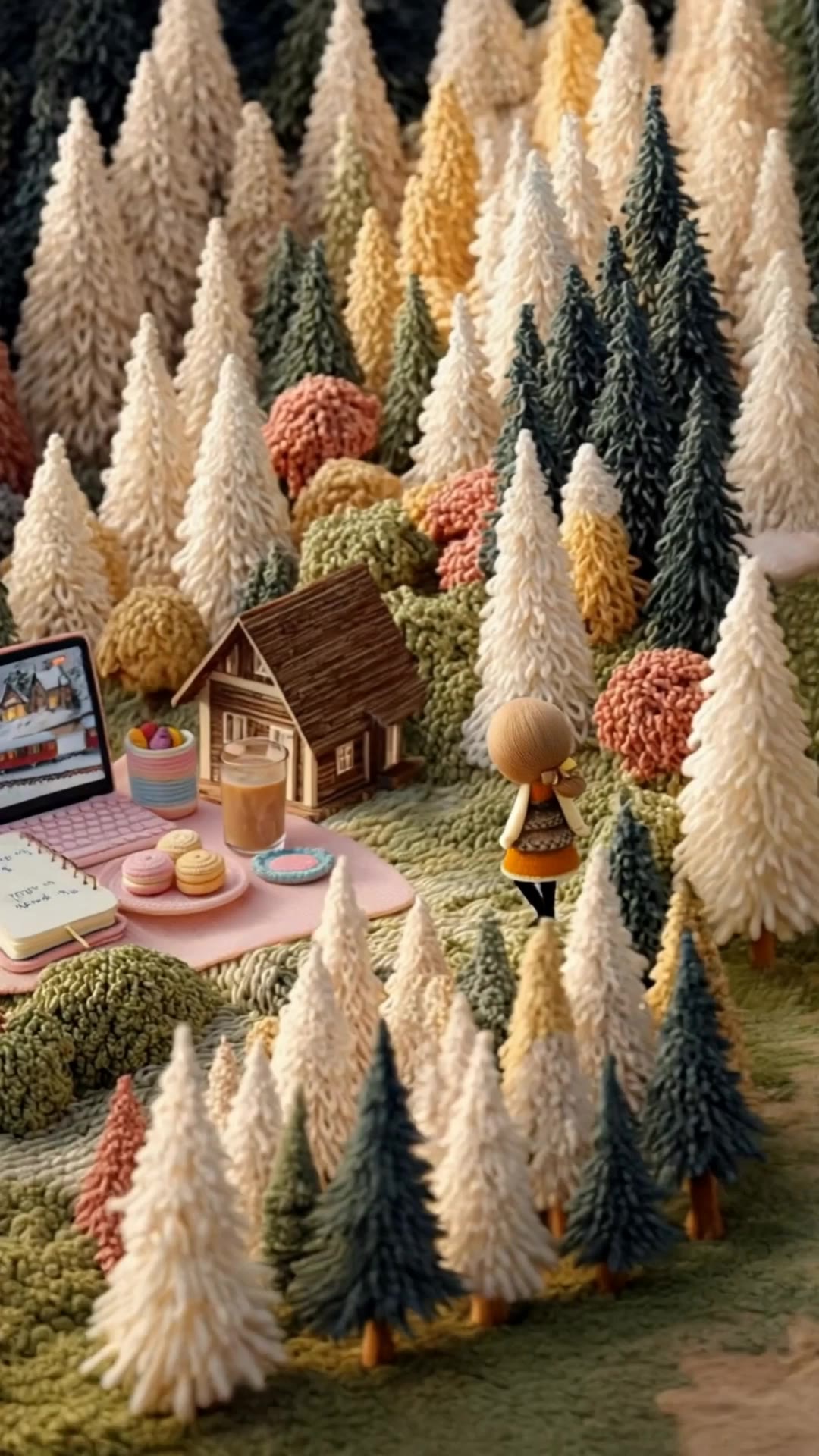 knitted house - house wallpaper AI video