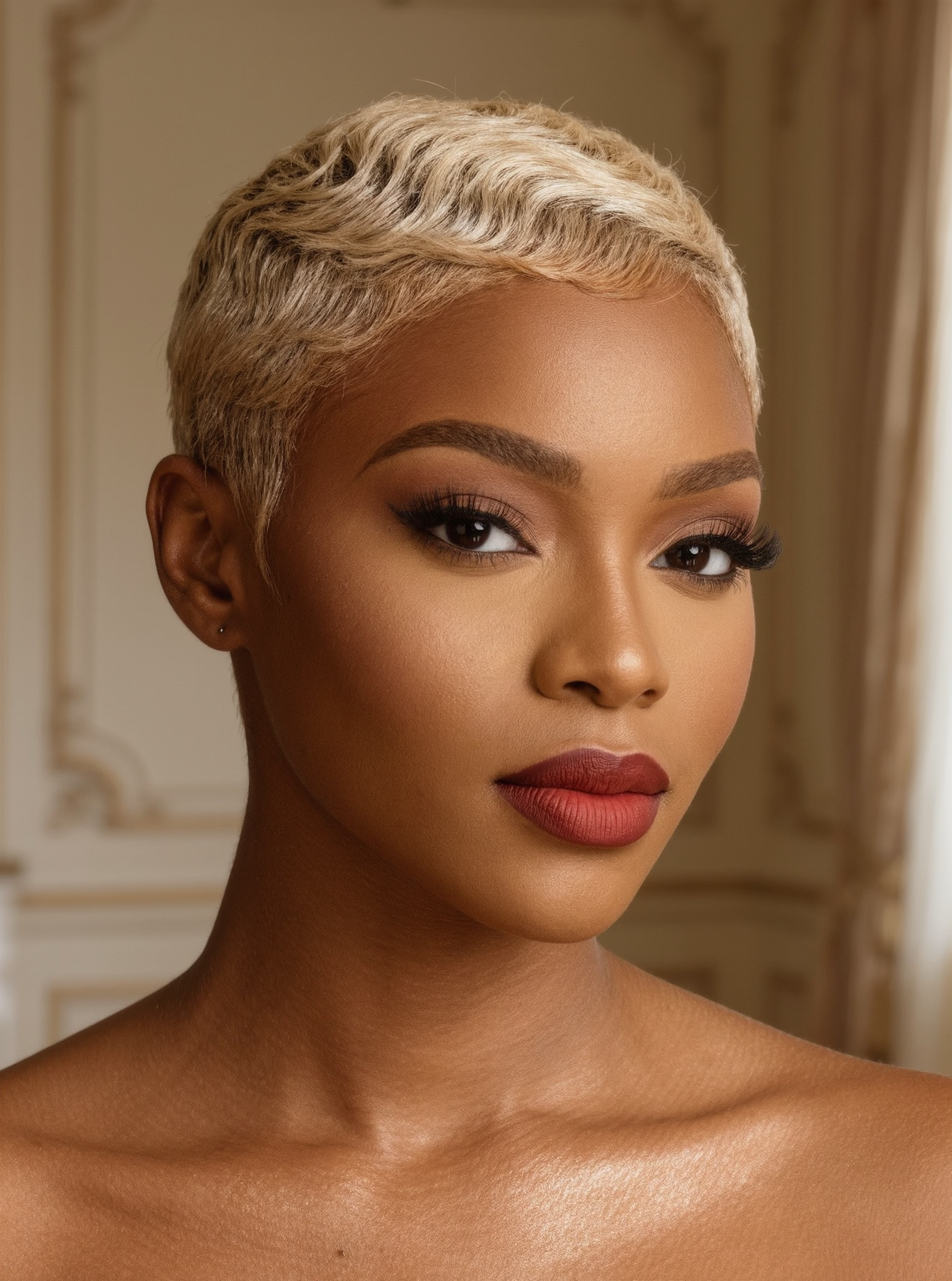 Kling AI work 319528917615215 - short blonde pixie cuts AI image
