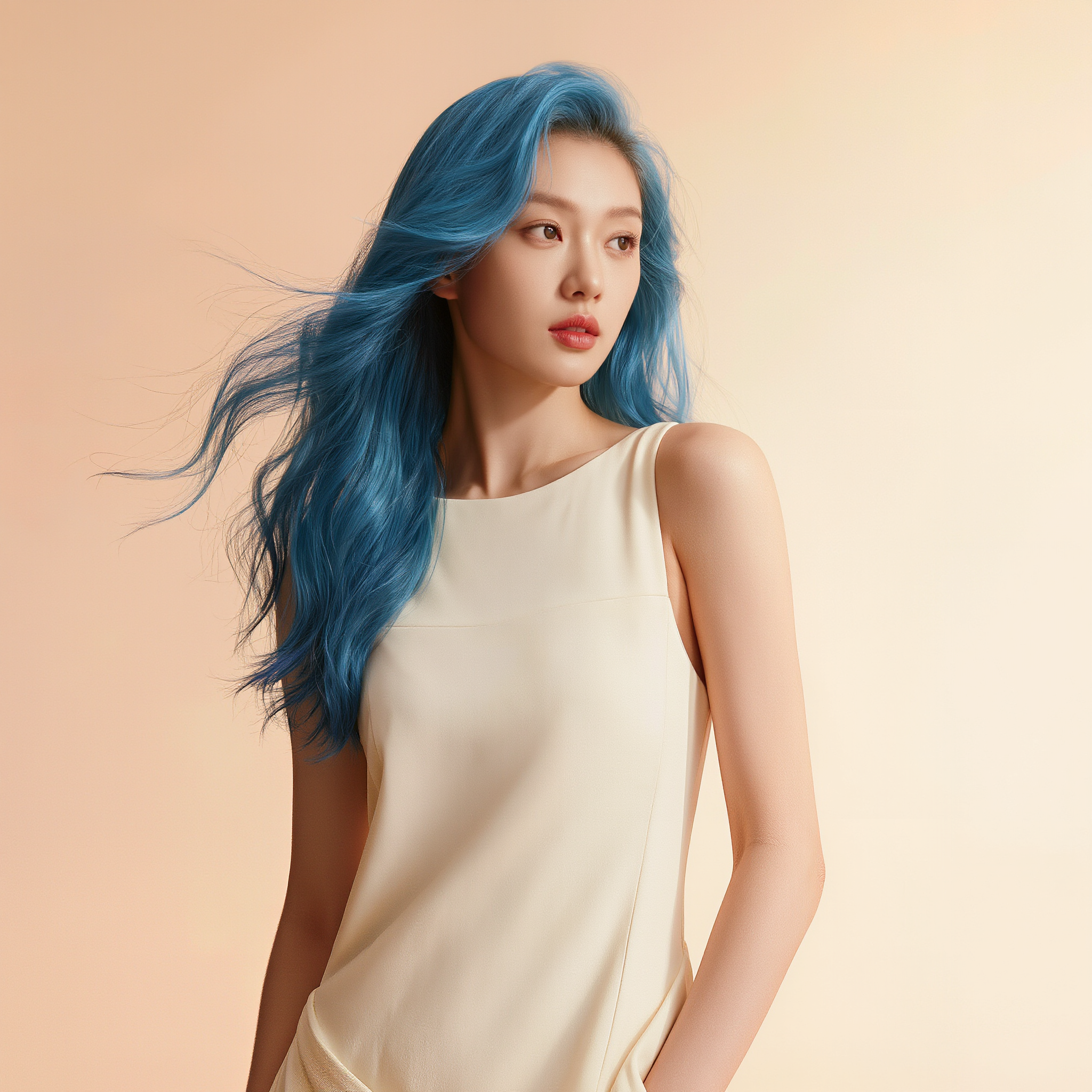 Blue Hair Beauty - 2 tone hair color ideas AI image