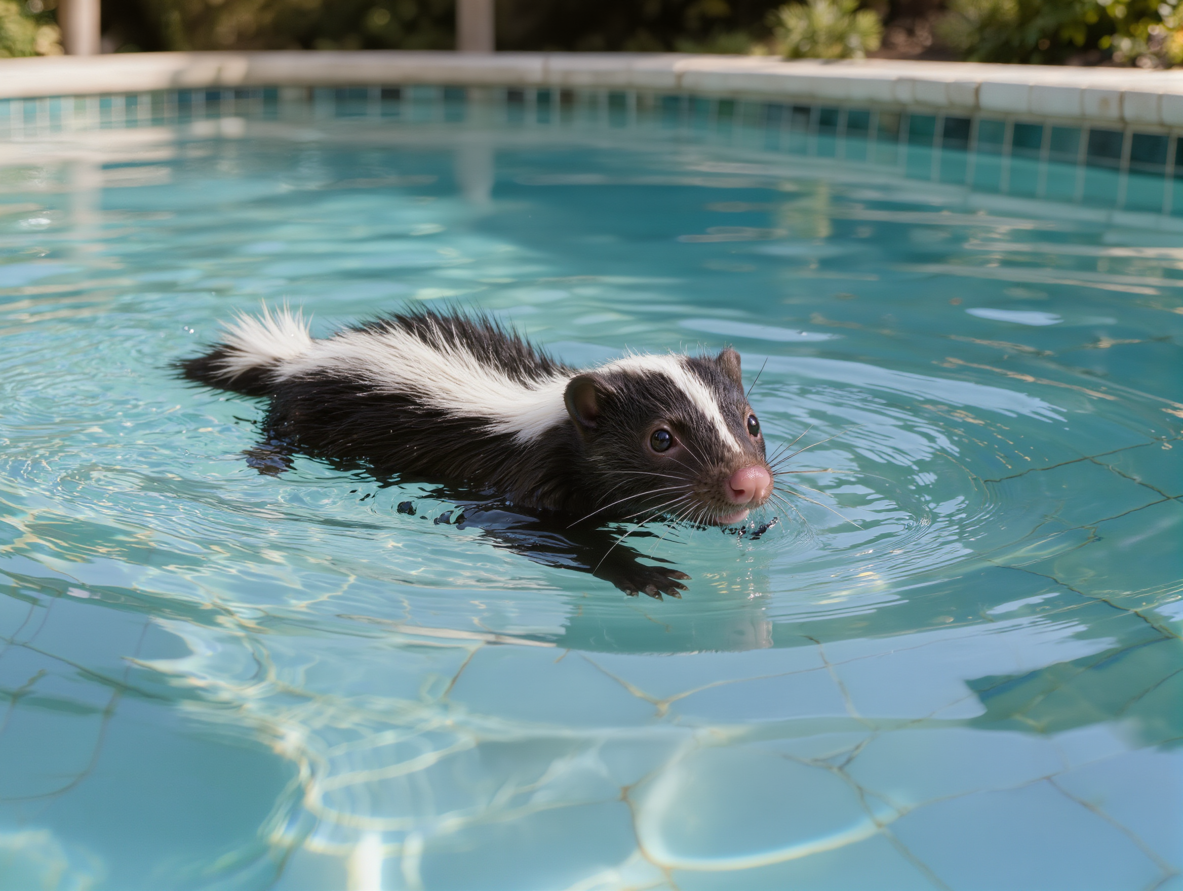 Skunk swimming - sloth swimming AI image