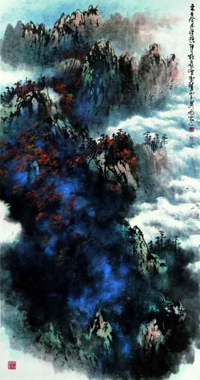 Ink washes Chinese landscape - landscape scene AI video