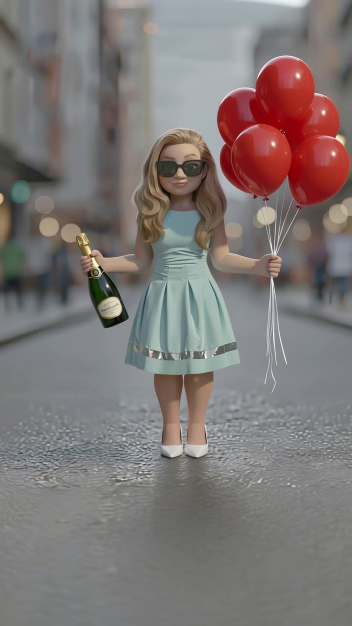 happy birthday cartoon - young cartoon characters girl AI video