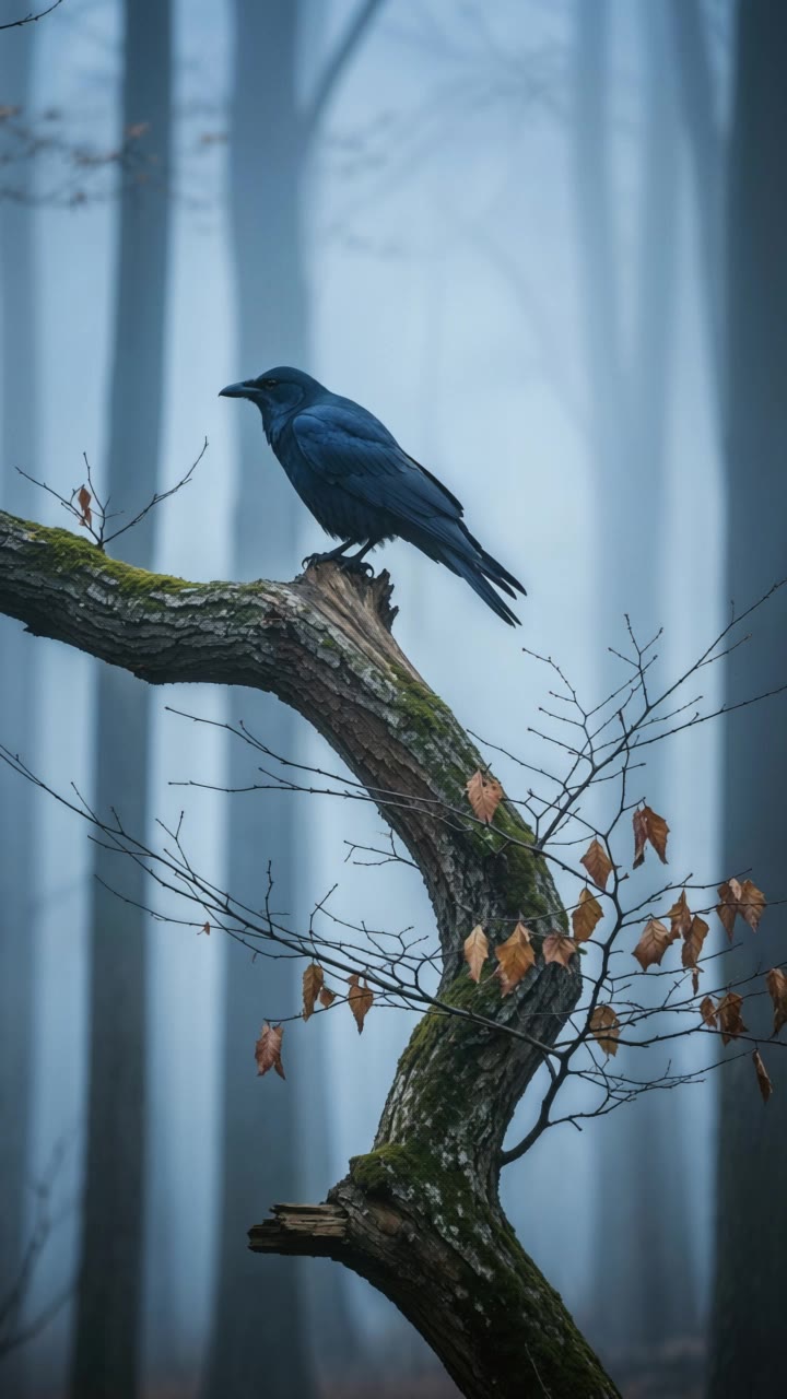 A realistic black raven perched - raven thick videos AI video