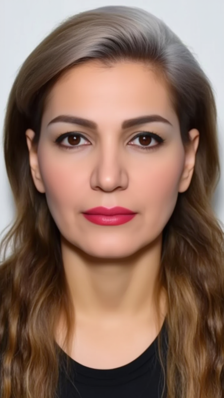 Kling AI work 314927254501842 - brown hair with face framing highlights AI image