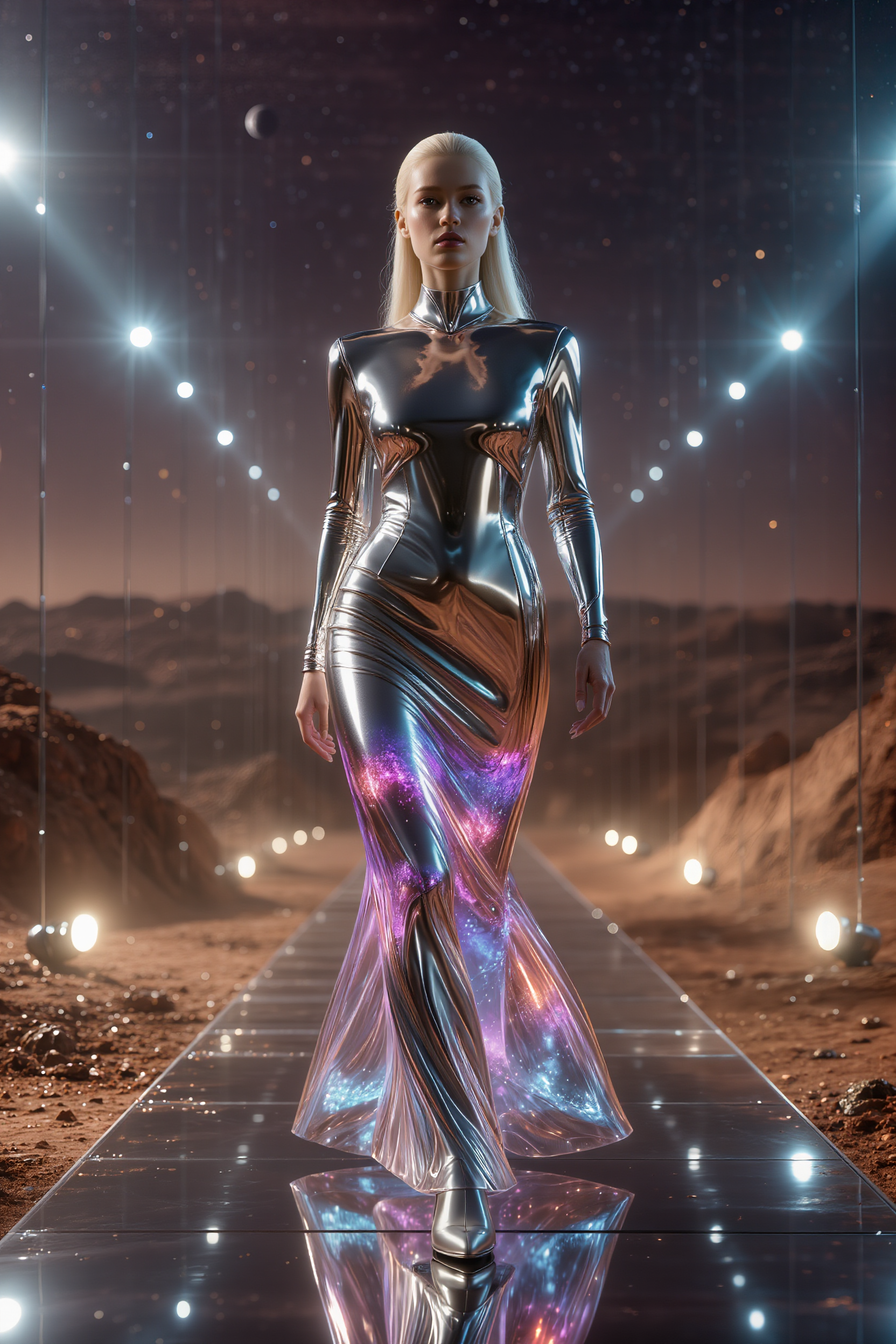 Fashion Week 2100: Mars Edition - high fashion model AI image