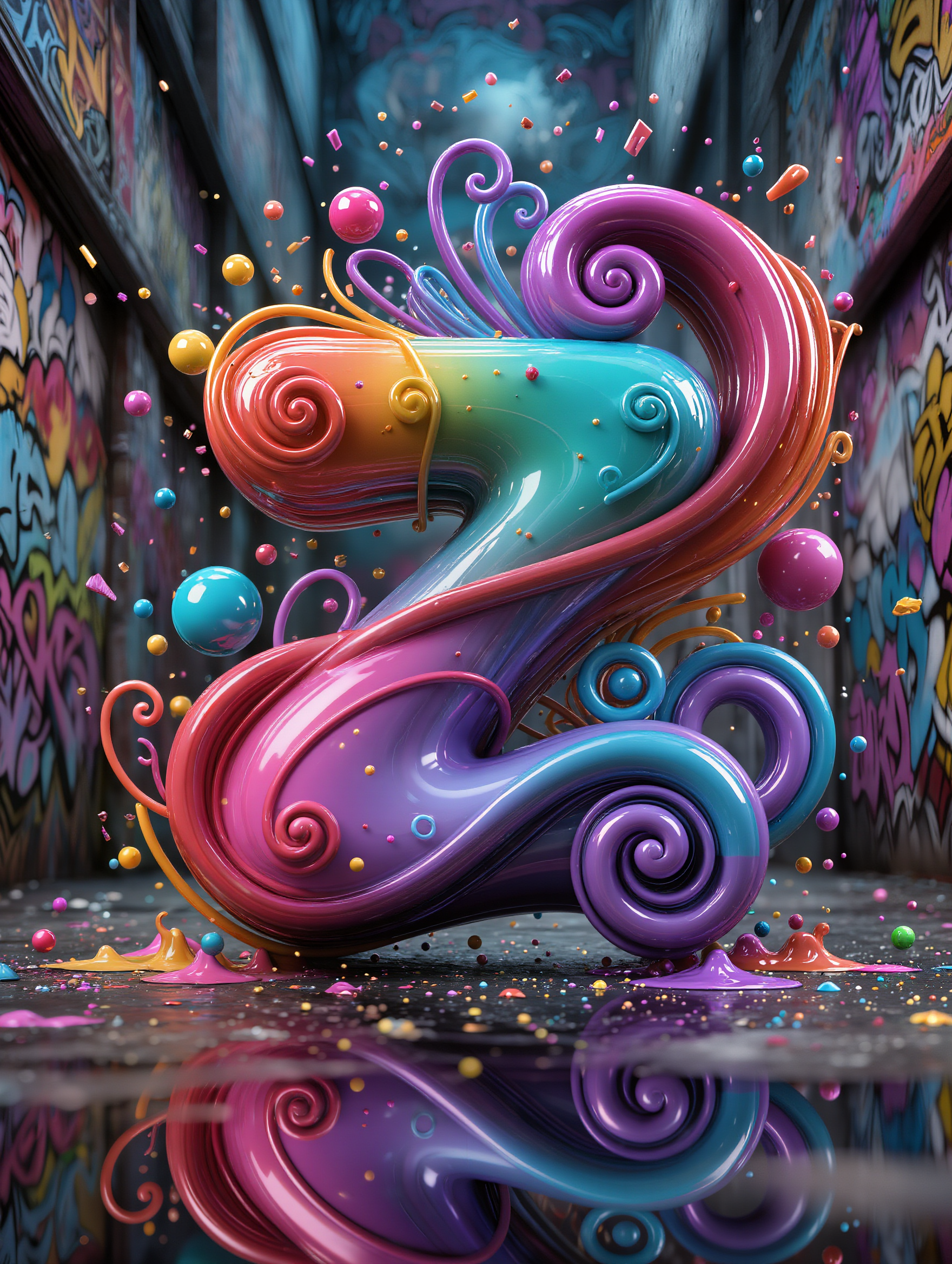 Kling AI work 316777051615054 - create graffiti text AI image