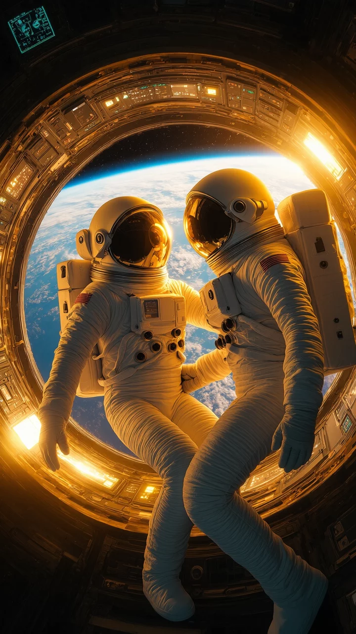 Astronaut Couple Love Story In Space | AI Image