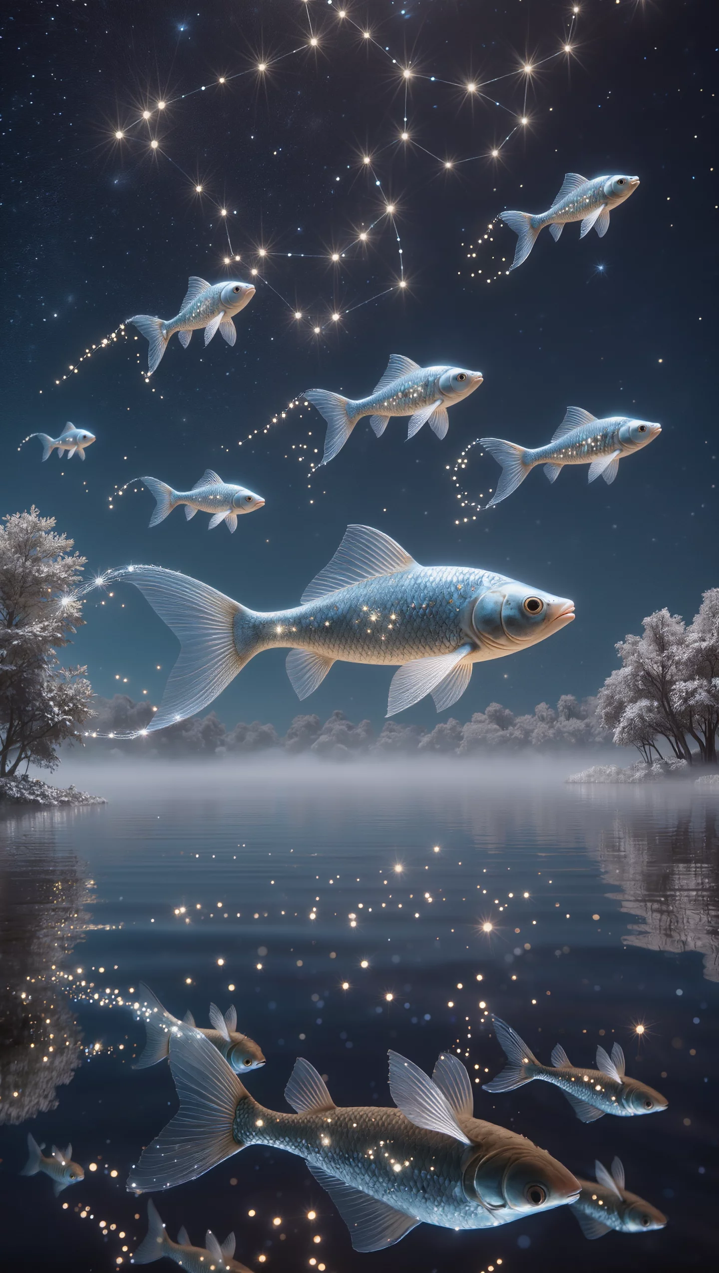 Ultra-detailed Cinematic Celestial Fantasy Ichtyaris Flying Stellar ...