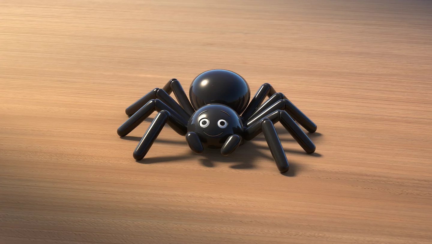 Cartoon Spider On A Table Animated Scene | AI Image