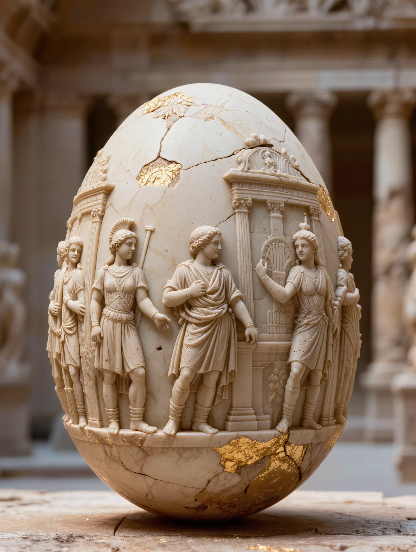 Photorealistic Easter Egg Roman Bas Relief Soldiers Architecture Aged ...